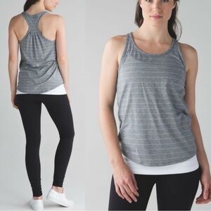 LULULEMON Yogi Everyday Tank Top Heather Gray White Short